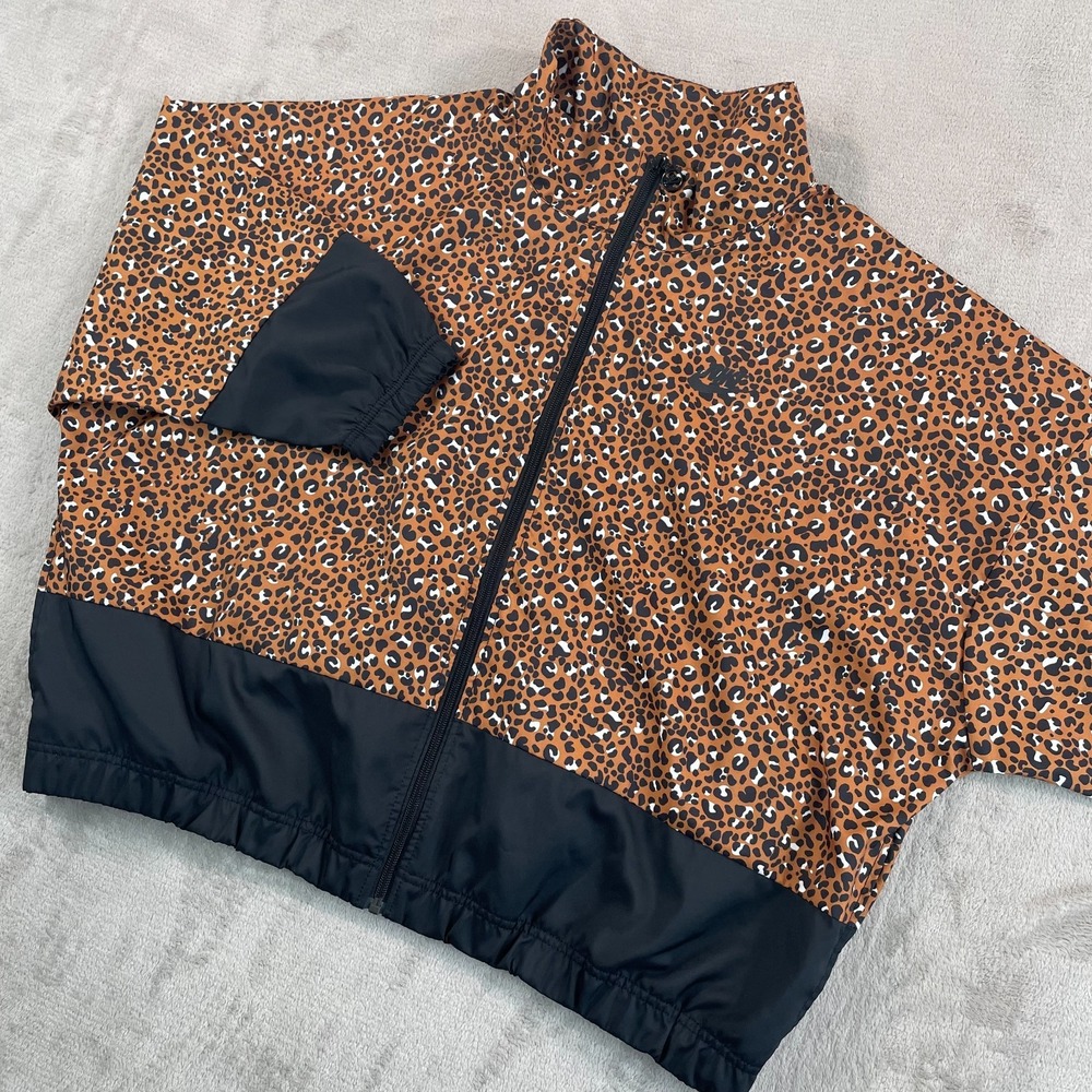 Nike Sportswear‎ NSW Woven Jacket Women Large Desert Ochre/Black Leopard Print